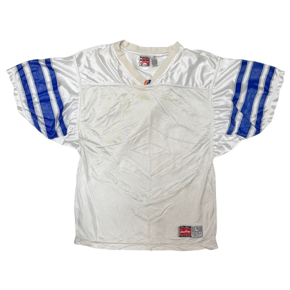 Vintage 80s Rawlings Detroit Lions Blank NFL Jersey Mens Large Sears White Blue